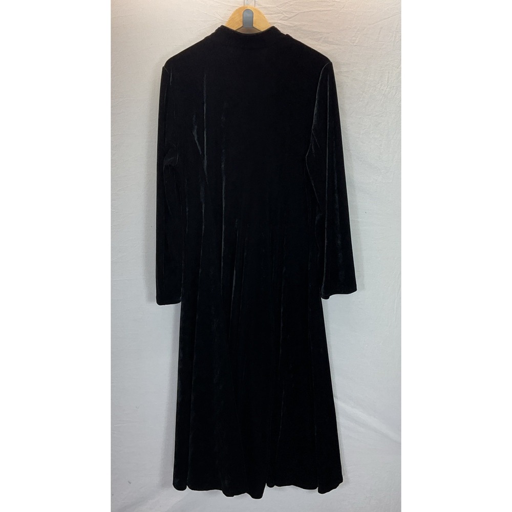 The Pyramid Collection Black Velvet Button Maxi Dress Size L Goth Fairygoth Vamp - Picture 2 of 8